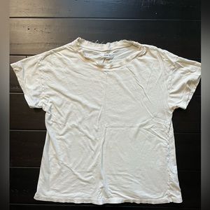 MATE the Label Organic Cotton Raw Neck Boxy Tee - Size XS - Color Off-White